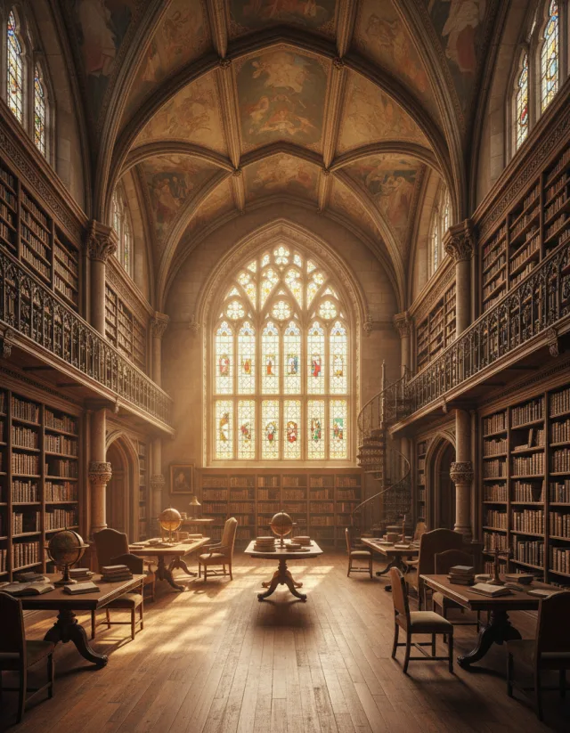 Arched hall of a grand reading room